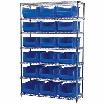 AKRO-MILS D5363 Bin Shlvng 18inx74inx48in Blue, 10A057