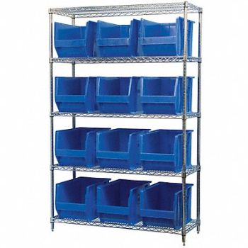 AKRO-MILS D5364 Bin Shlvng 18inx74inx48in Blue, 10A060