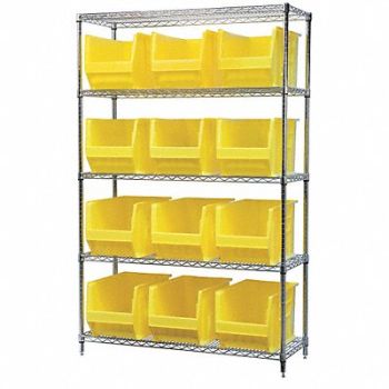 AKRO-MILS D5364 Bin Shlvng 18inx74inx48in Yellow, 10A061