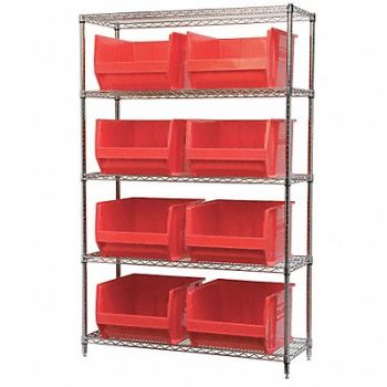 AKRO-MILS D5365 Bin Shlvng 18inx74inx48in Red, 10A062