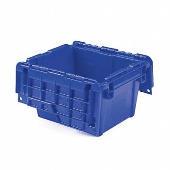 ORBIS H4627 Attached Lid Container Blue Solid HDPE, 10E125