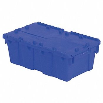 ORBIS H7036 Attached Lid Container Blue Solid HDPE, 10E127