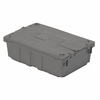 ORBIS Attached Lid Container Gray Solid HDPE, 10E128