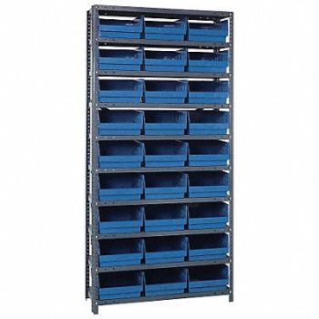 QUANTUM STORAGE SYSTEMS G6989 Bin Shlvng 12inx75inx36in Blue, 10E972