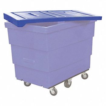 ROYAL BASKET TRUCKS Poly Hinged Lid 10 Bu Blue, 10F462