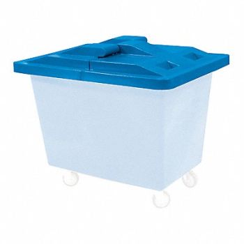 ROYAL BASKET TRUCKS Poly Hinged Lid 20 Bu Blue, 10F465
