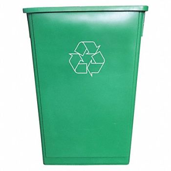 TOUGH GUY Trash Can Rectangular 23 gal Green, 10F626