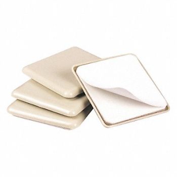 GRAINGER APPROVED Furniture Glides SelfStick Sq 2-1/2 PK4, 10G202