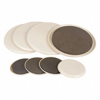 GRAINGER APPROVED Furn. Glides Self-Stick Rd 3-1/2 7 PK8, 10G206