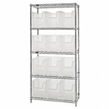 QUANTUM STORAGE SYSTEMS F1590 Bin Shlvng 18inx74inx36in Clear, 10H864