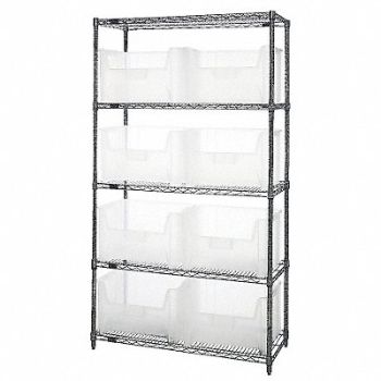 QUANTUM STORAGE SYSTEMS F1591 Bin Shlvng 18inx74inx42in Clear, 10H867