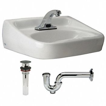 ZURN Lav Sink D-Shape 15-1/4inx10-3/4inx7in, 46CD70