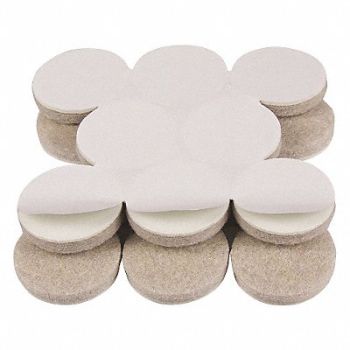 GRAINGER APPROVED Felt Pads Self-Stick Round 1 PK16, 10J989