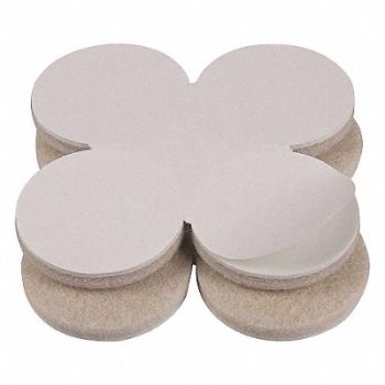 GRAINGER APPROVED Felt Pads Self-Stick Round 1-1/2 PK8, 10J990