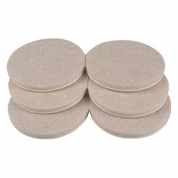 GRAINGER APPROVED Felt Pads Self-Stick Round 2 PK6, 10J991
