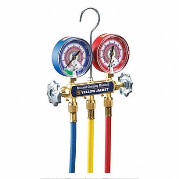 YELLOW JACKET Mechanical Manifold Gauge Set 2-Valve, 10M823