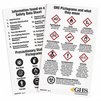 GHS SAFETY Wallet Card Chemical/HAZMAT Trng PK50, 10X331