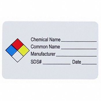 ROLL PRODUCTS NFPA Label 1.5 x2.5 Chemical Name PK250, 10Y370