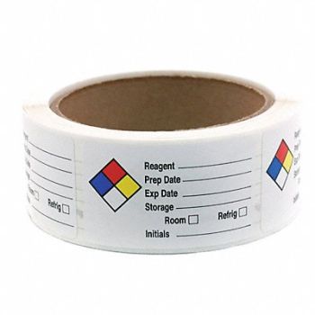 ROLL PRODUCTS HMIG Label 3/4 x 2-1/2 Reagent PK250, 10Y372