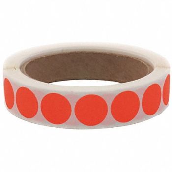 ROLL PRODUCTS Label Circle Paper 3/4 H Red 1000, 10Y499