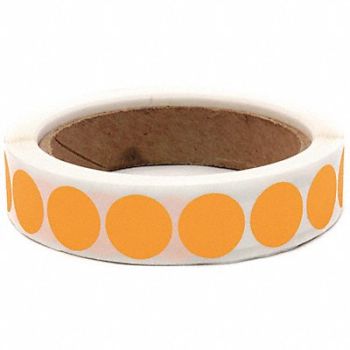 ROLL PRODUCTS Label Circle Paper 3/4 H Orange 1000, 10Y502