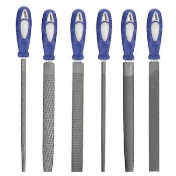 WESTWARD Hand File Set Bastard/Smooth 6 In L 6 Pc, 10Z760