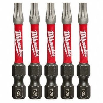 MILWAUKEE Insert Bit 1/4 Torx T25 2 PK5, 10Z775
