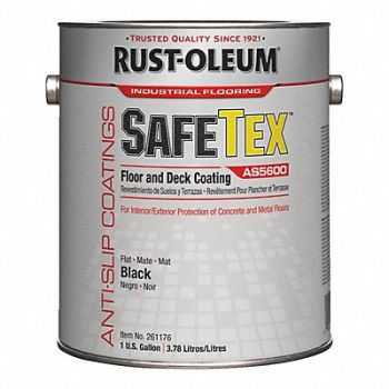 RUST-OLEUM H7191 Floor and Deck Coating Black 1 gal Can, 10Z899