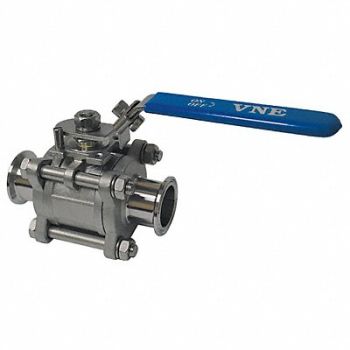 GRAINGER APPROVED Sanitary Ball Valve 316 SS 2-Way Clamp, 11A422