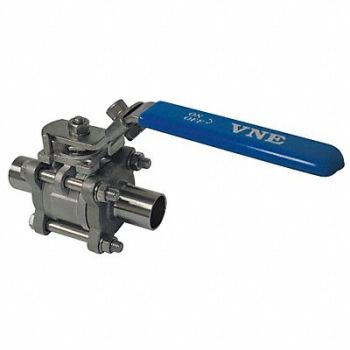 GRAINGER APPROVED Sanitary Ball Valve 316 SS 2-Way, 11A435