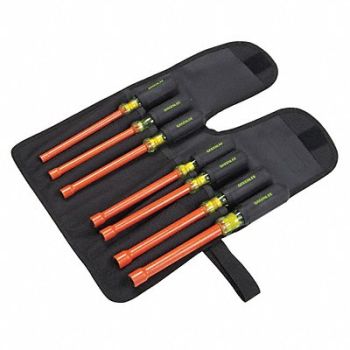 GREENLEE Nut Driver Set 7 Pieces SAE Hollow Ins, 11L613