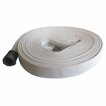 JAFLINE Fire Hose 100 ft White Polyester, 11N827