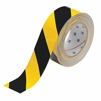 BRADY G5686 Floor Tape Black/Yellow 2 inx100 ft Roll, 11Z089