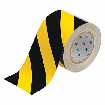 BRADY G5688 Floor Tape Black/Yellow 4 inx100 ft Roll, 11Z110