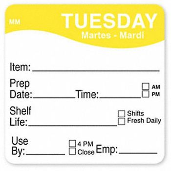 DAYMARK Food Safety Label Orange/White 2 in H, 800MW9