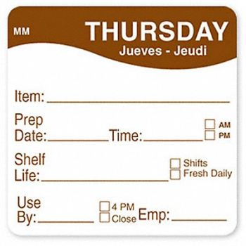 DAYMARK Food Safety Label Black/White 2 in H, 800MX1