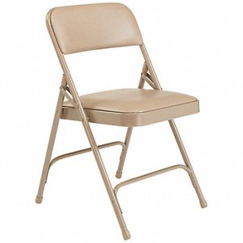 NATIONAL PUBLIC SEATING Folding Chair Vinyl Beige PK4, 8ZC52