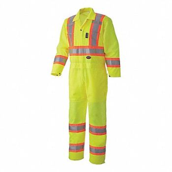 PIONEER Traffic Coverall Hi-Vis Yw Polyester 2XL, 120V70