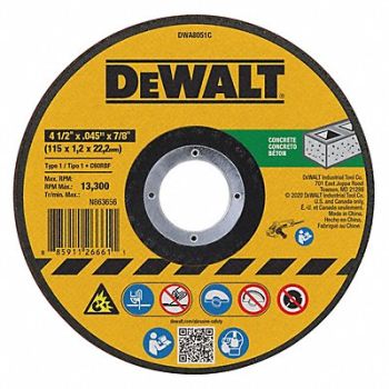 DEWALT Masonry Cut-Off Wheel 4.5 x.045 x7/8, 120W87