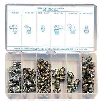 PRECISION BRAND Grease Fitting Kit Strght Stl PK90, 42DJ69