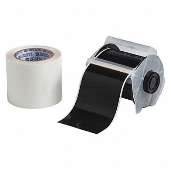 BRADY Floor Tape Black/Clear 4 inx100 ft Roll, 12A019