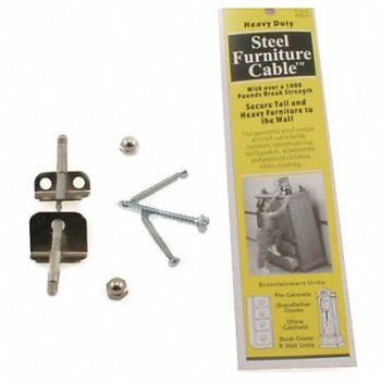 QUAKEHOLD! Steel Furniture Cable 4 In Silver, 12C135