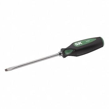 SK PROFESSIONAL TOOLS Screwdriver Slotted 1/4x6 Round w/Hex, 12C448