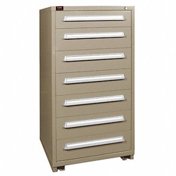 LYON Mod Drawer Cab 59-1/4 H 7 Drawer Putty, 12C702