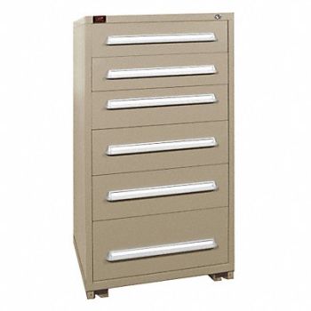 LYON Mod Drawer Cab 59-1/4 H 6 Drawer Putty, 12C704