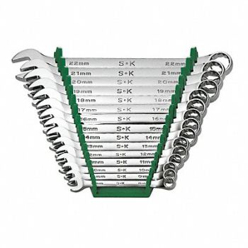 SK PROFESSIONAL TOOLS Combo Wrench St Steel Chrome Stnrd Ofst, 12D213