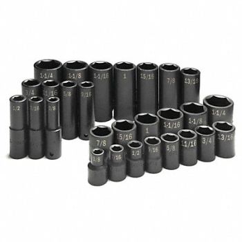 SK PROFESSIONAL TOOLS Impct Skt St Steel Blk Oxd 3/8- 1 1/4 in, 12D217