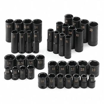 SK PROFESSIONAL TOOLS Impct Skt St Steel Blk Oxd 5/16- 3/4 in, 12D220