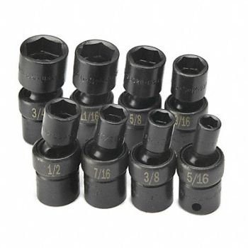 SK PROFESSIONAL TOOLS Impct Skt St Steel Blk Oxd 5/16- 5/8 in, 12D221
