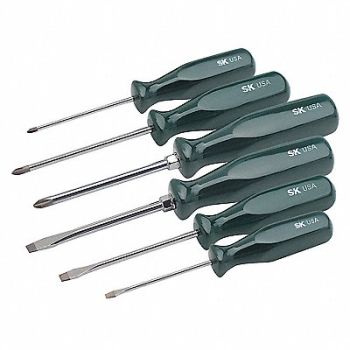 SK PROFESSIONAL TOOLS Screwdriver Set Slotted/Phillips 6 Pc, 12D229